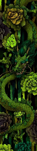 Free printable dragon bookmark featuring chinese dragon in green